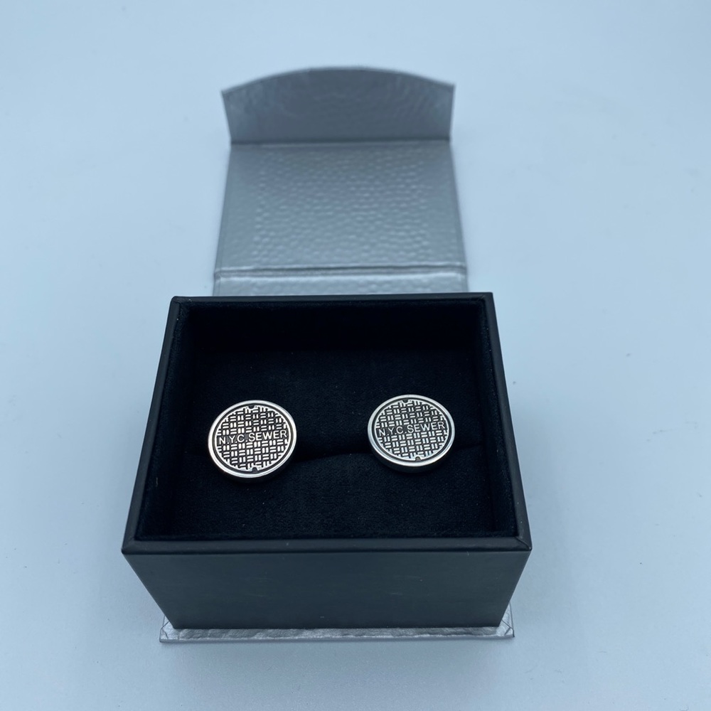 Vintage New York City manhole cover cufflinks Sterling 925 - Picture 6 of 7
